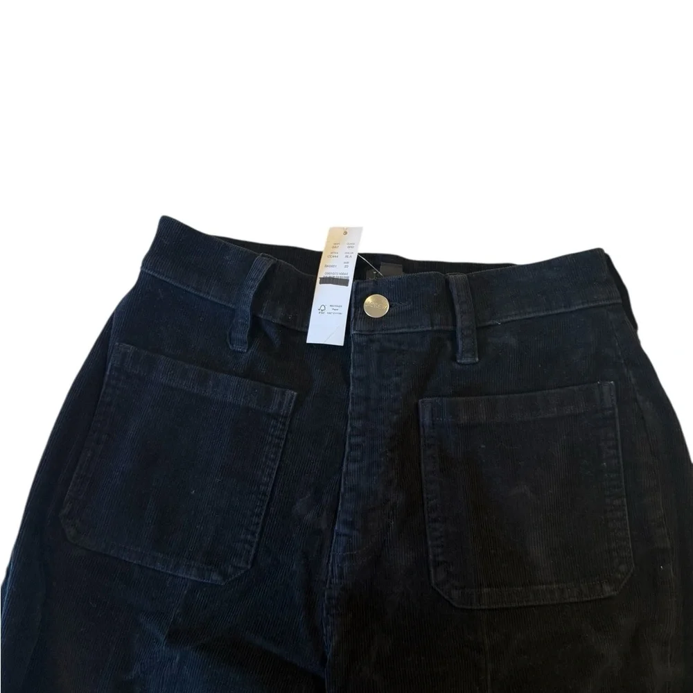 J Crew Slim Wide Leg Stretch Black Corduroy Sailor CC444 Size 23 NEW Kidsc L/XL